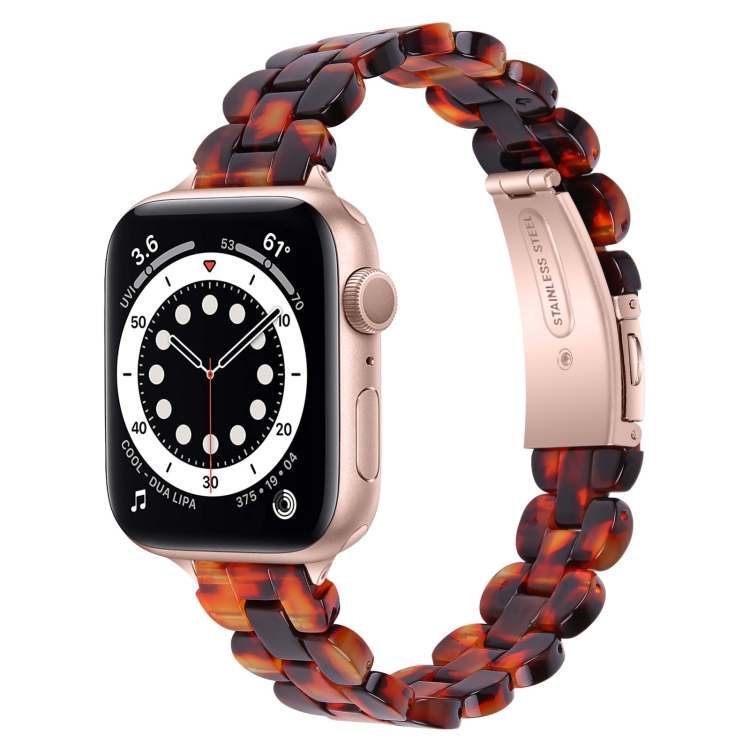 Oval Resin Watch Band For Apple Watch Ultra 49mm&Watch Ultra 2 49mm / Series 9&8&7 45mm / SE 3&SE 2&6&SE&5&4 44mm / 3&2&1 42mm(Tortoiseshell)