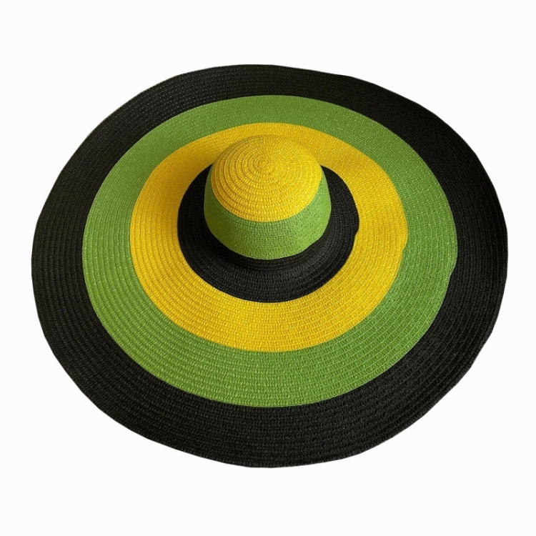 Oversized Brim Dome Rainbow Striped Beach Visor Hat, Size: 56-58cm(1)