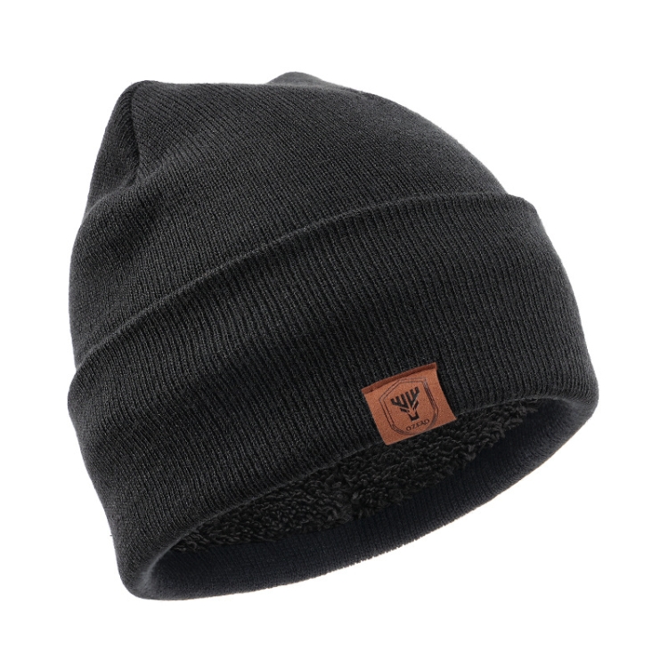 OZERO Plain Warm Wool Hat With Fleece Lining Knitted Beanie For Men And Women(Black)