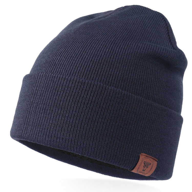 OZERO Plain Warm Wool Hat With Fleece Lining Knitted Beanie For Men And Women(Navy Blue)