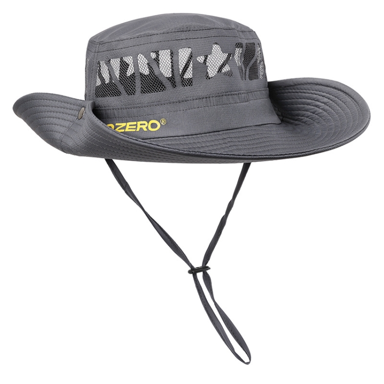 OZERO Summer Sun Shade Sunscreen Hat Outdoor Camping Breathable Large Brim Fisherman Hat, Color: 0069 Gray