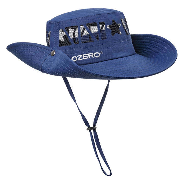 OZERO Summer Sun Shade Sunscreen Hat Outdoor Camping Breathable Large Brim Fisherman Hat, Color: 0069 Navy