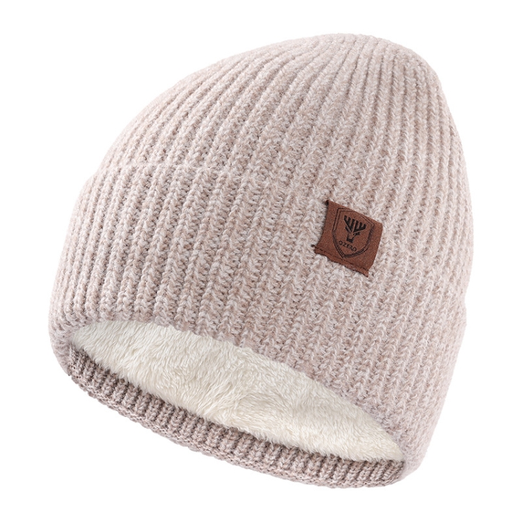 OZERO Women Wool Hat with Ear Protection Loose Fleece Lining Warm Knitted Cap(Apricot)