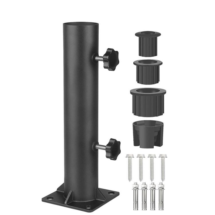 Patio Umbrella Stand Set Heavy Umbrella Metal Mounting Base(Black)