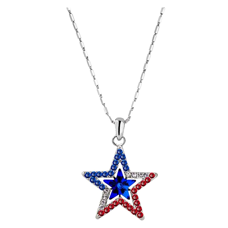 Pentagram With Zirconia Pendant Holiday Commemorative Gift, Style: Blue Diamond Necklace