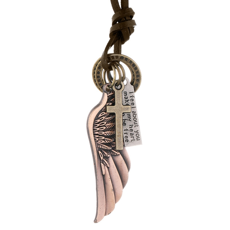 Personalized Angel Wings Pendant Adjustable Simple Long Necklace(Red Bronze)
