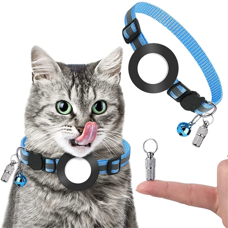 Pet Anti Lost Address Pendant Collar with Bell for AirTag 2nd Gen / AirTag 1st Gen (Blue)