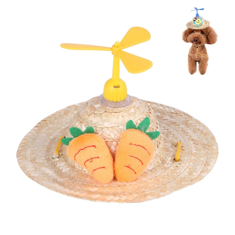 Pet Bamboo Dragonfly Straw Hat Headdress Cat Dog Decoration, Size: L(Radish)