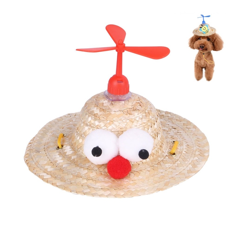 Pet Bamboo Dragonfly Straw Hat Headdress Cat Dog Decoration, Size: M(Eye)