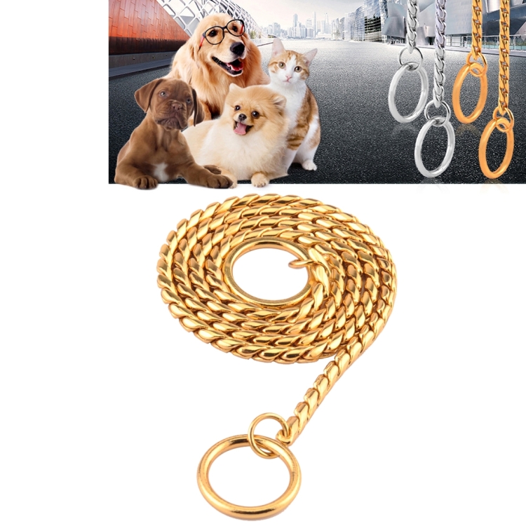 Pet Collars Pet Neck Strap Dog Neckband Snake Chain Dog Chain Solid Metal Chain Dog Collar๏ผLength:40cm (Gold)
