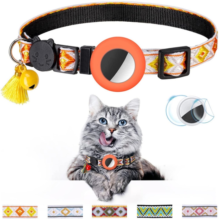 Pet Colored Bell Tassel Collar for AirTag 2nd Gen / AirTag 1st Gen(Orange)