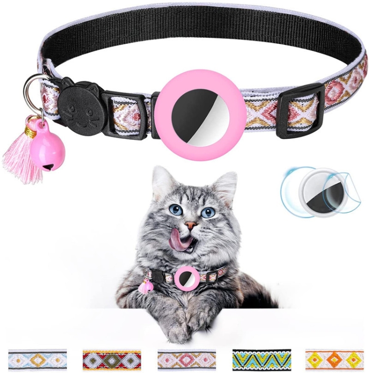 Pet Colored Bell Tassel Collar for AirTag 2nd Gen / AirTag 1st Gen(Pink)
