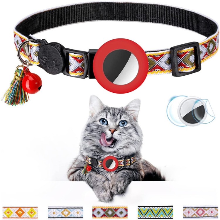 Pet Colored Bell Tassel Collar for AirTag 2nd Gen / AirTag 1st Gen(Red)