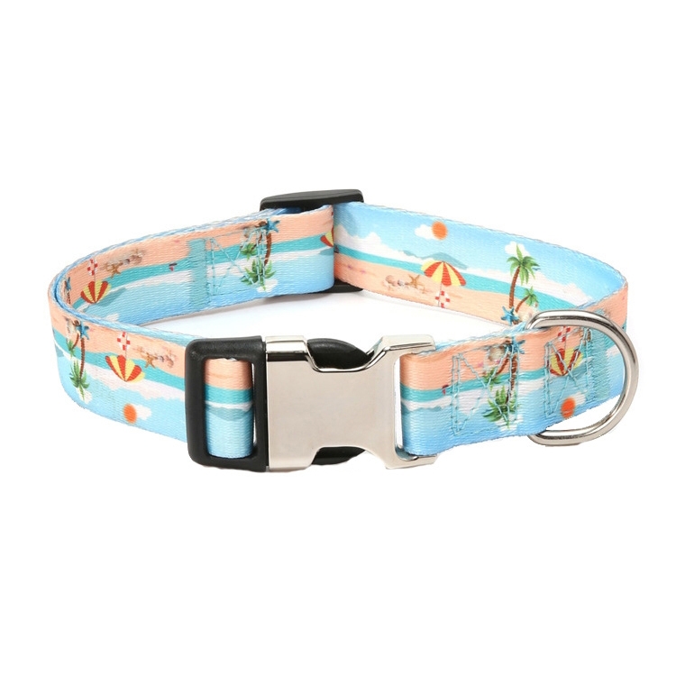 Pet Ethnic Style Polyester Cotton Print Pattern Collar, Size: S: 1.5x27-43cm(Summer Beach)