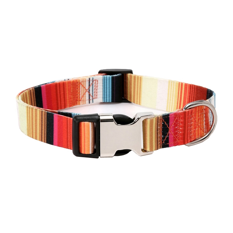Pet Ethnic Style Polyester Cotton Print Pattern Collar, Size: XL: 2.5x43-71cm(Orange Stripe)