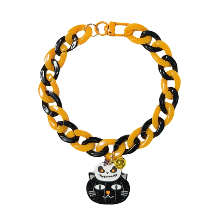Pet Halloween Necklace Cartoon Tag Necklace Cats Dogs Holiday Adjustable Decoration Chain, Style: Black Cat(XL-50cm)
