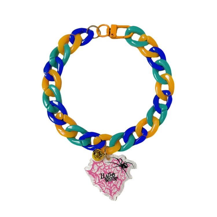 Pet Halloween Necklace Cartoon Tag Necklace Cats Dogs Holiday Adjustable Decoration Chain, Style: Spider(L-40cm)