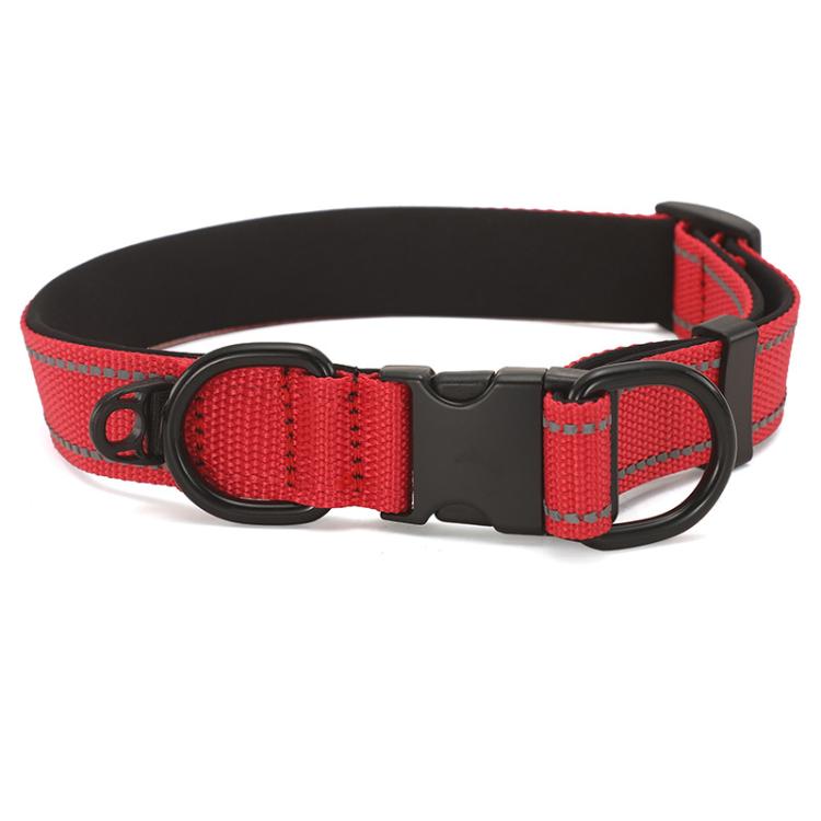 Pet Reflective Collar Waterproof Cloth Black Buckle, Size:S(Red)