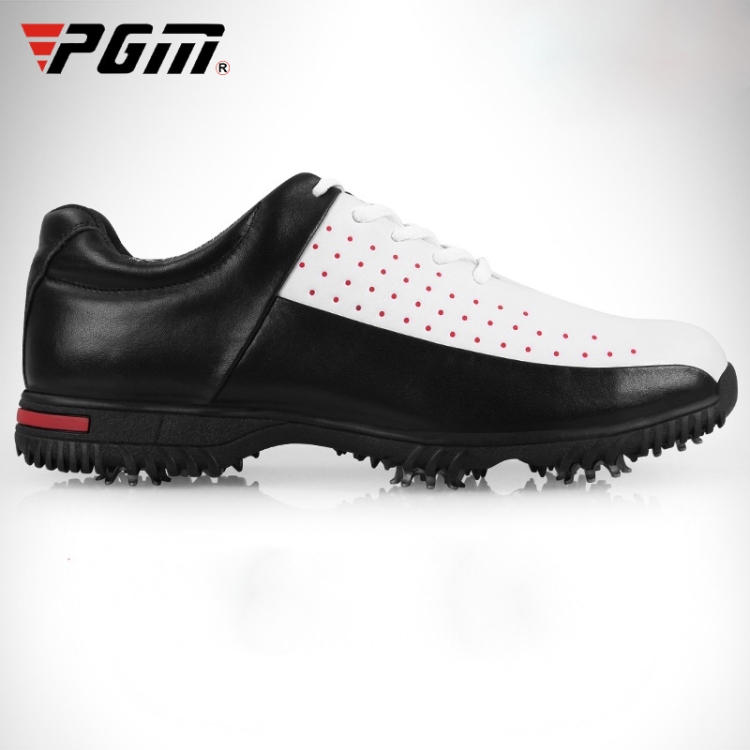 PGM Golf Breathable Non-slip Waterproof Microfiber Leather Sneakers for Men (Color:Black Size:43)