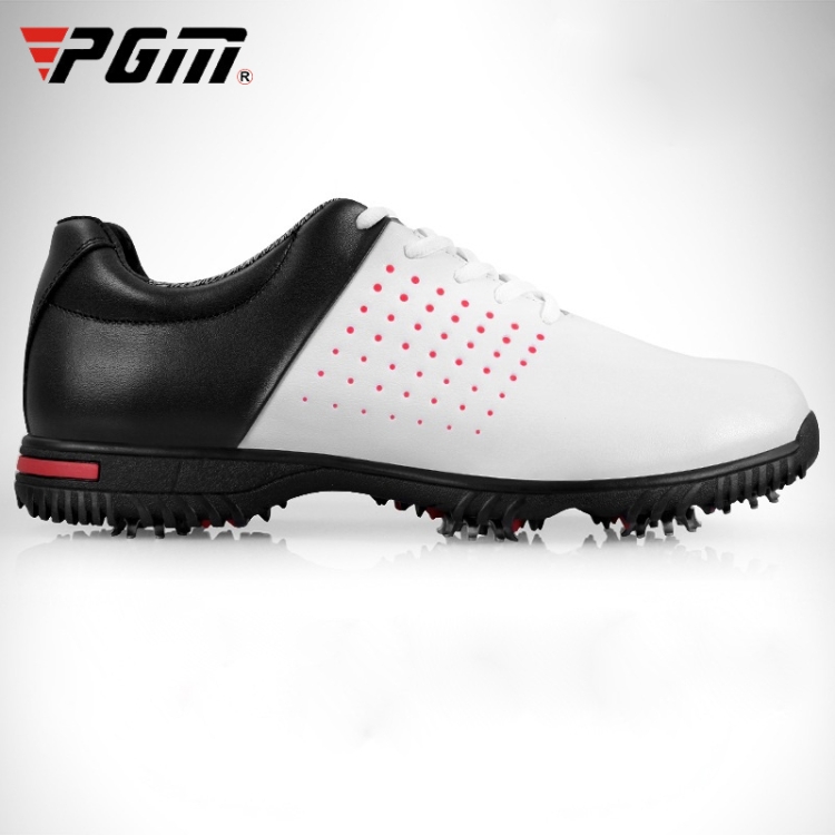 PGM Golf Breathable Non-slip Waterproof Microfiber Leather Sneakers for Men (Color:White Size:42)