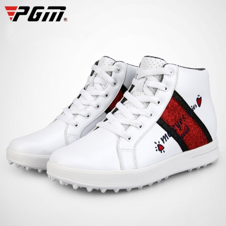 PGM Golf High-top Increased Microfiber Leather Sneakers for Women (Color:White Size:35)