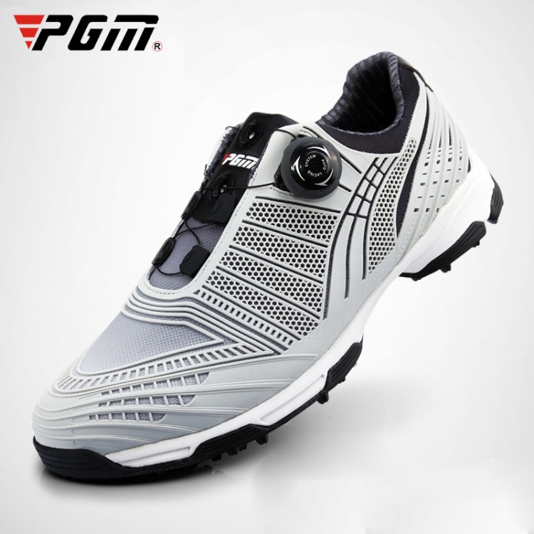 PGM Golf Knob Buckle Lace Sneakers Outdoor Sport Non-slip Shoes for Men(Color:Black Gray Size:40)