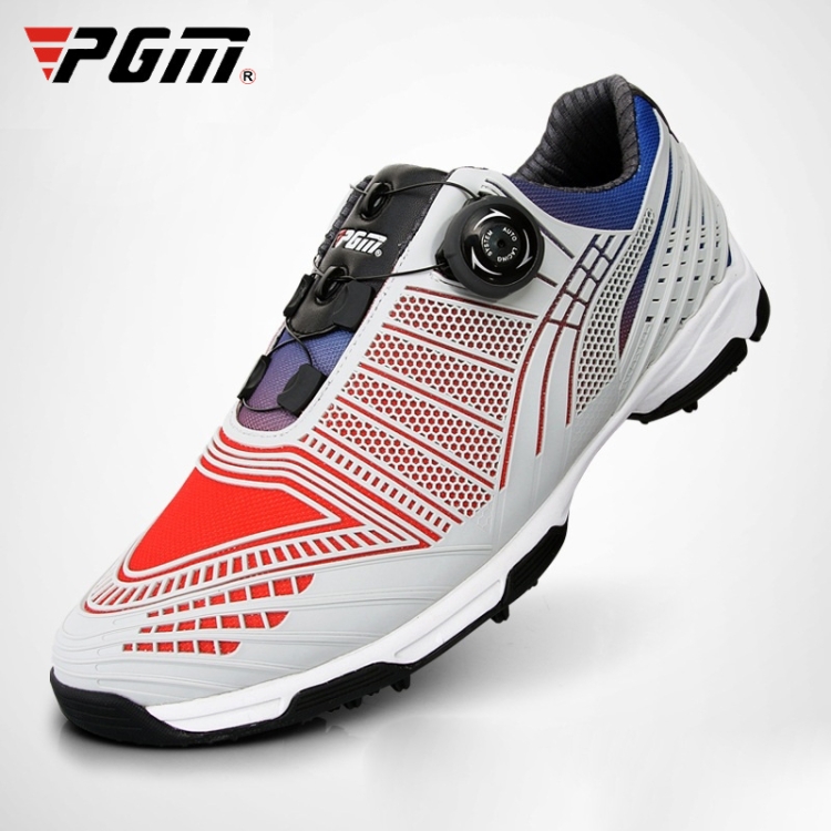 PGM Golf Knob Buckle Lace Sneakers Outdoor Sport Non-slip Shoes for Men(Color:Red Blue Size:39)
