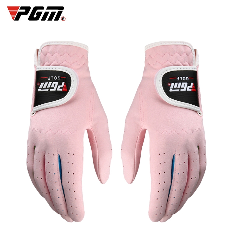 PGM One Pair Golf Microfiber Cloth Soft Comfortable Gloves for Children (Color:Pink Size:16)