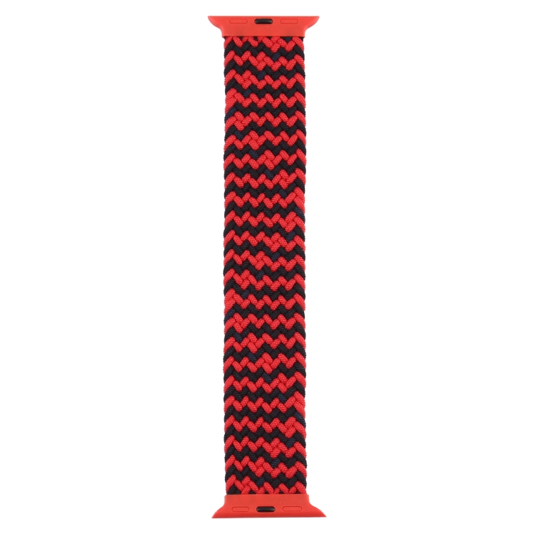 Plastic Buckle Mixed Color Nylon Braided Single Loop Watch Band For Apple Watch Series 7 41mm / 6 & SE & 5 & 4 40mm / 3 & 2 & 1 38mm, Size:S(Ripple Black Red)