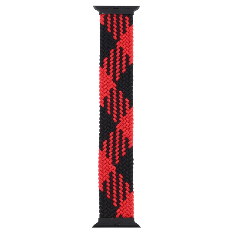 Plastic Buckle Mixed Color Nylon Braided Single Loop Watch Band For Apple Watch Series 9&8&7 41mm / SE 3&SE 2&6&SE&5&4 40mm / 3&2&1 38mm, Size:L(Checkered Red Black)