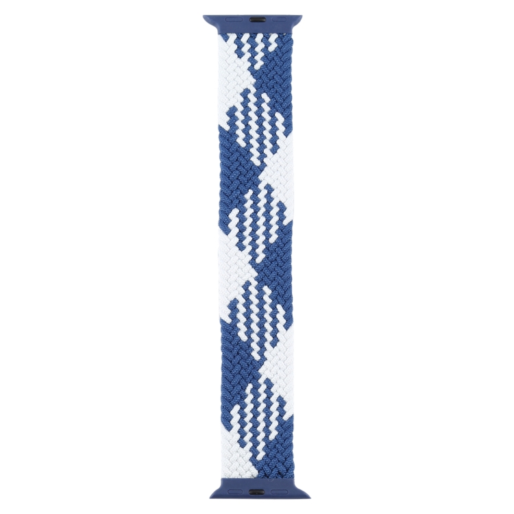 Plastic Buckle Mixed Color Nylon Braided Single Loop Watch Band For Apple Watch Series 9&8&7 41mm / SE 3&SE 2&6&SE&5&4 40mm / 3&2&1 38mm, Size:M(Checkered Blue White)