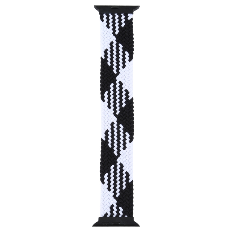 Plastic Buckle Mixed Color Nylon Braided Single Loop Watch Band For Apple Watch Series 9&8&7 41mm / SE 3&SE 2&6&SE&5&4 40mm / 3&2&1 38mm, Size:XL(Checkered Black White)