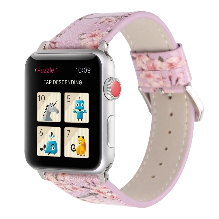 Plum Series Leather Watch Band For Apple Watch Ultra 49mm&Watch Ultra 2 49mm / Series 9&8&7 45mm / SE 3&SE 2&6&SE&5&4 44mm / 3&2&1 42mm(Light Purple)