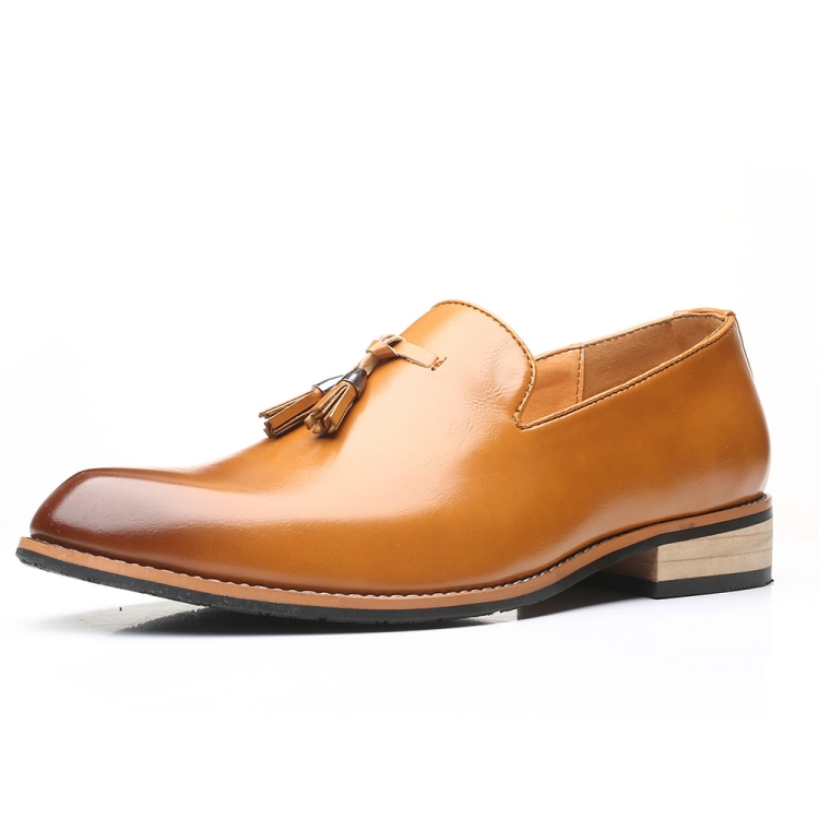 Pointed British Men Dress Shoes Soft Rubber Sole Shoes Wedding Shoes, Size:39(Yellow)