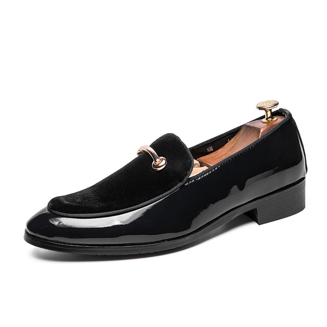 Pointed Set Men Leather Shoes, Size:47(Black)