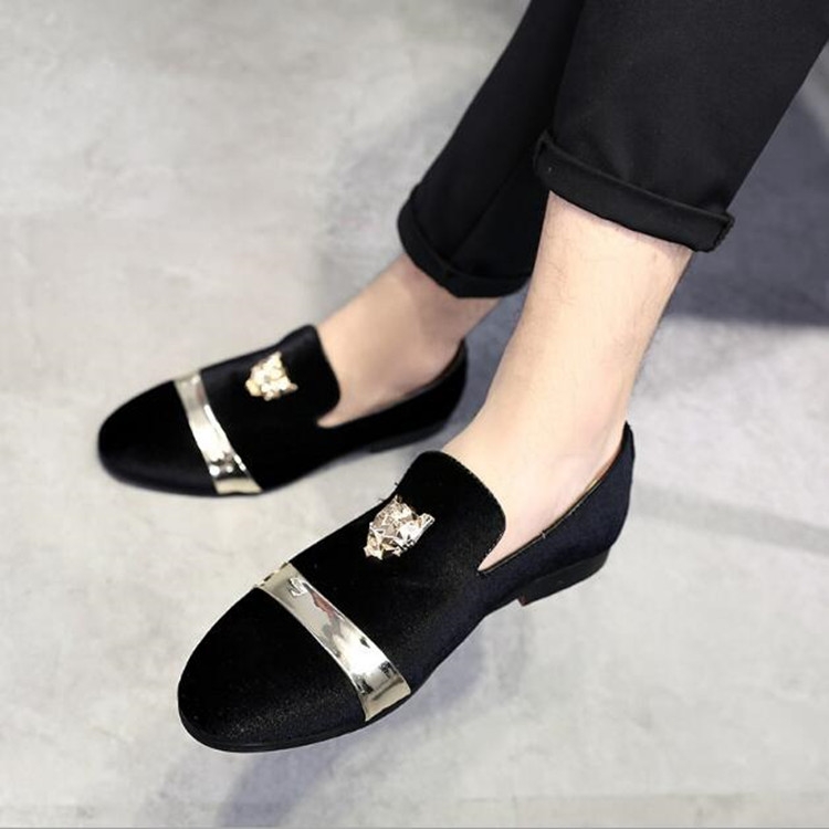 Pointy Lazy Set Foot Nightclub Men British Leather Shoes, Size:39(BlackⅠ)