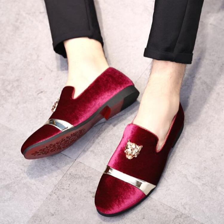 Pointy Lazy Set Foot Nightclub Men British Leather Shoes, Size:39(Redโ
)