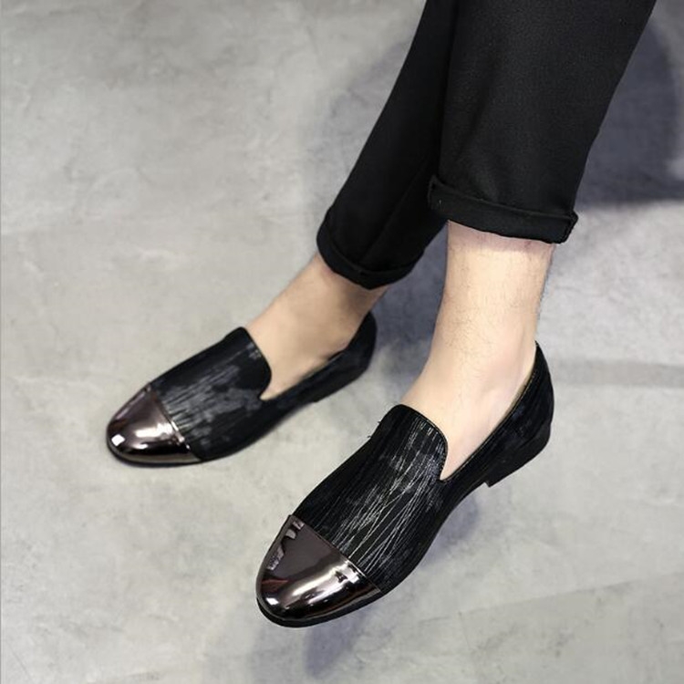 Pointy Lazy Set Foot Nightclub Men British Leather Shoes, Size:42(Black Ⅲ)
