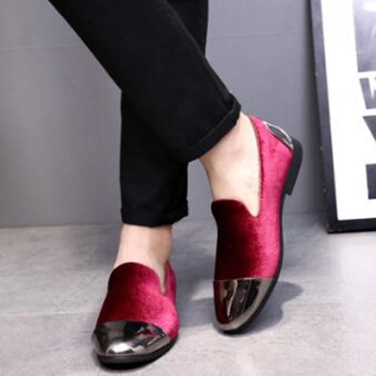 Pointy Lazy Set Foot Nightclub Men British Leather Shoes, Size:42(Red โ
ก)