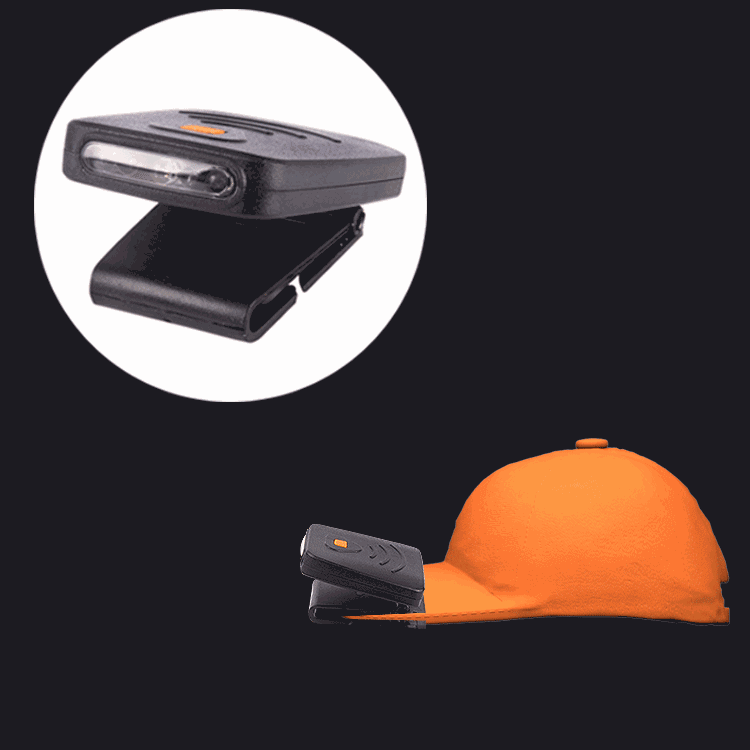 Portable Infrared Sensor LED Rechargeable Clip Hat Cap Lamp Fishing Headlamp for Fishing Camping Hiking (Black)