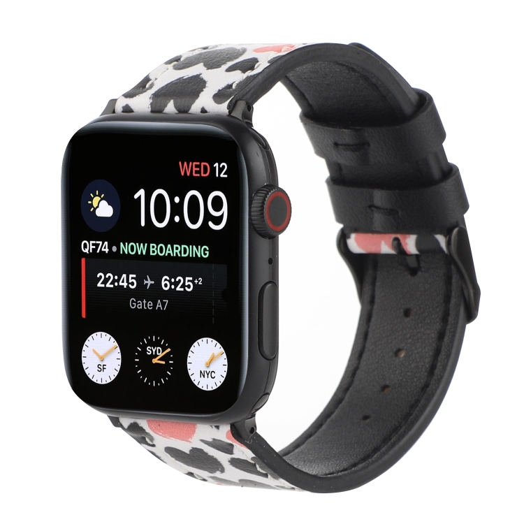 Printed Leather Watch Band For Apple Watch Series 9&8&7 41mm / SE 3&SE 2&6&SE&5&4 40mm / 3&2&1 38mm(G)
