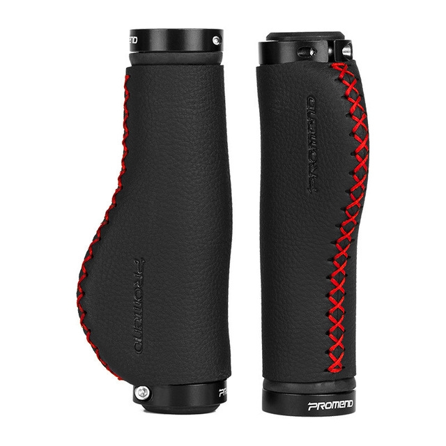 PROMEND Mountain Bicycle Sponge Leather Anti-Skid Grip Ergonomic Handle(Black red line)