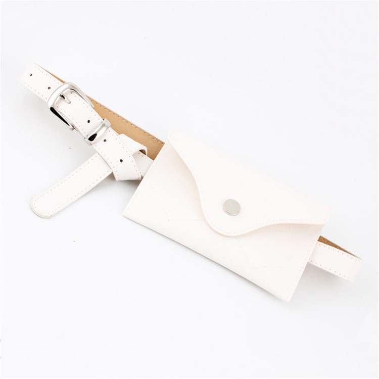 PU Leather Belt for Women, with Removable Mini Phone Bag, Size:105 x 2.4cm(White+Silver Buckle)