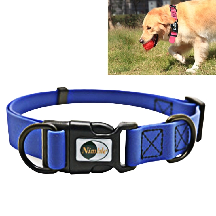 PVC Material Waterproof Adjustable Dual Loop Pet Dogs Collar, Suitable for Ferocious Dogs, Size: L, Collar Size: 39-63 cm (Blue)