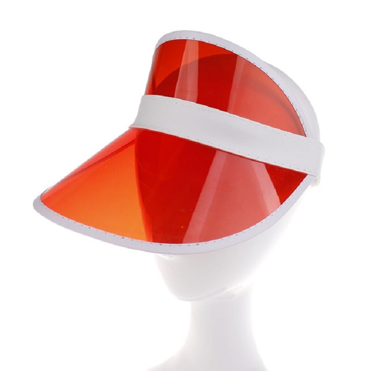 PVC Outdoor Transparent Sun Hat Visor Cap for Male / Female(Adult Red)