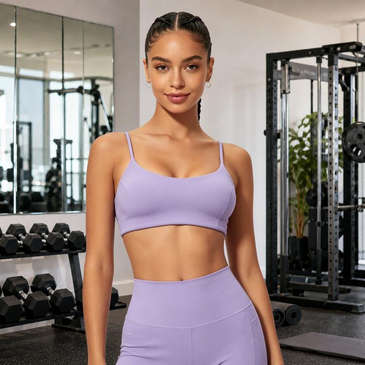 Quick-Dry Strap Yoga Top Women Backless Sports Bra & Fitness Top, Size: L(Purple)