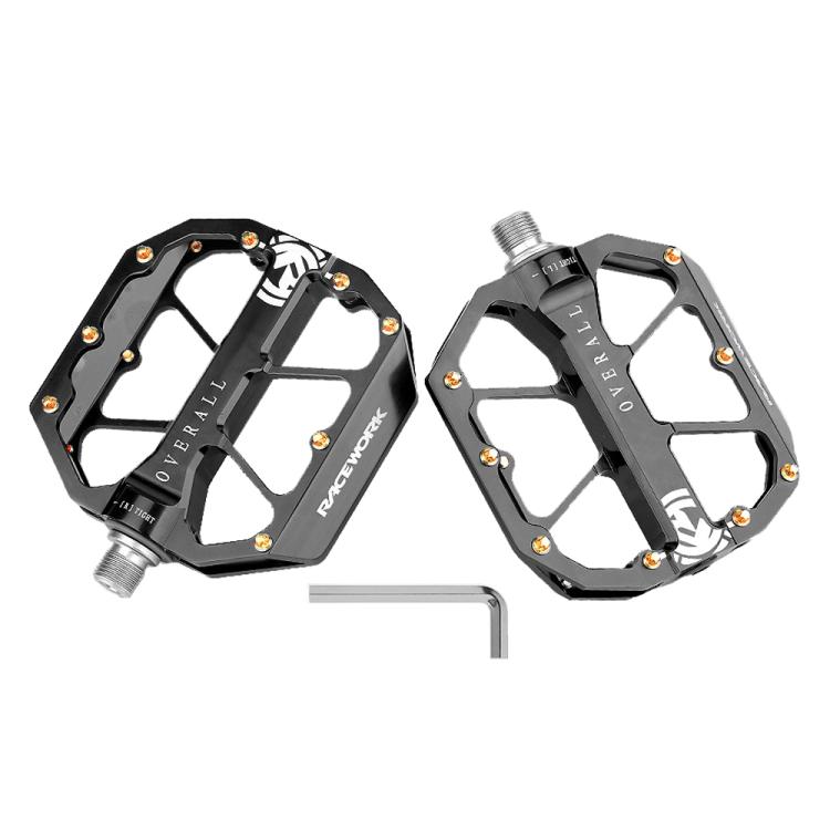 RACEWORK D029 CNC Triple Bearing Hollow Anti-slip Bicycle Pedals(Black)