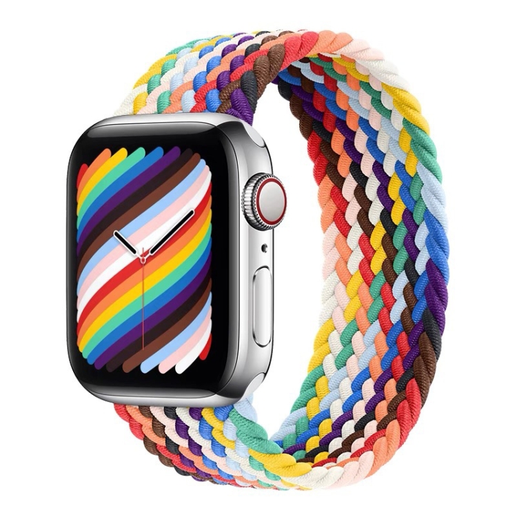 Rainbow Braided Single Loop Watch Band, Size: M 150mm For Apple Watch Ultra 49mm&Watch Ultra 2 49mm / Series 9&8&7 45mm / SE 3&SE 2&6&SE&5&4 44mm / 3&2&1 42mm(Rainbow Colors)