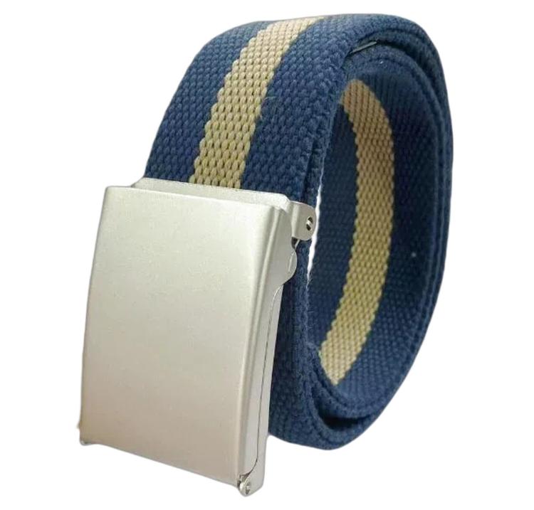 Rainbow Canvas Web Belt Striped Casual Flip-Top Buckle Belt With Bottle Opener, Length: 120cm(Blue Stripe)