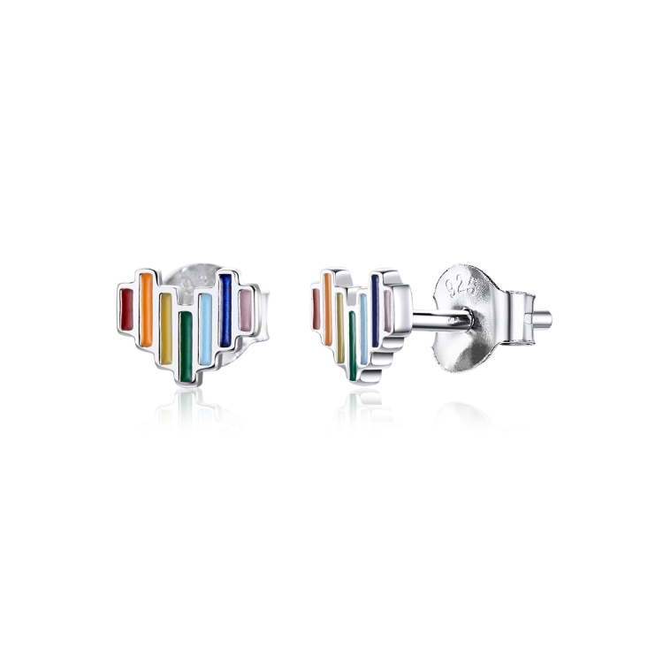 Rainbow Earrings S925 Love Simple Earrings Sterling Silver Earrings